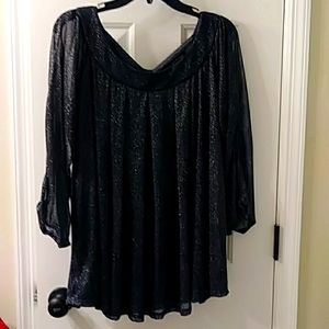 Blouse 1x. Always Indigo Brand. Charcoal Grey with Sparkle